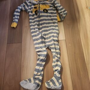Simple Gray and Yellow Striped Kids Footie